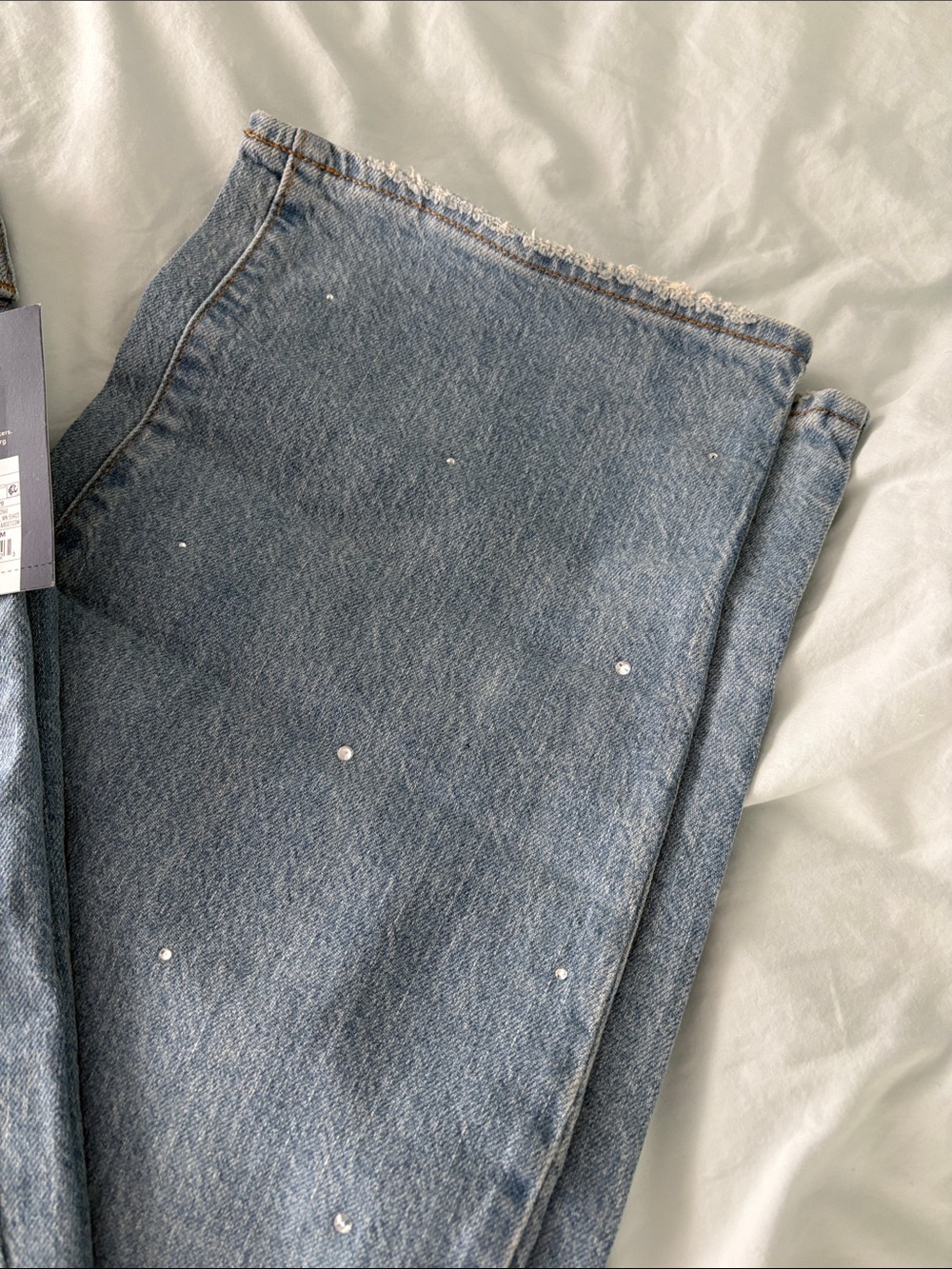 Universal Thread Light Blue Straight-Leg Jeans with Rhinestone Accents - Picture 2 of 5